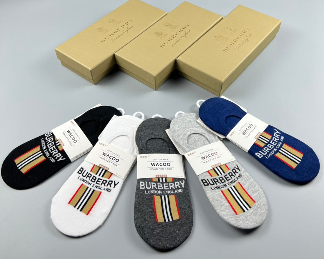 Burberry Cotton No-Show Socks - 5-Pair Set