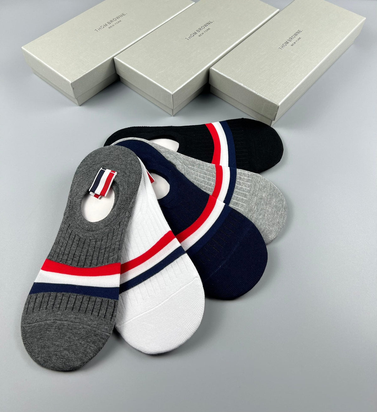 Thom Browne Cotton No-Show Socks - 5-Pair Pack