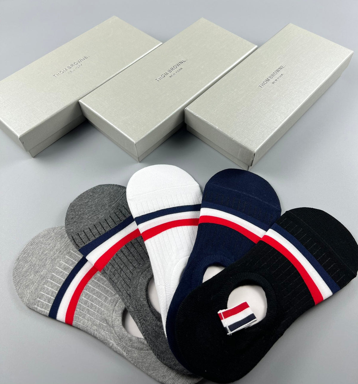 Thom Browne Cotton No-Show Socks - 5-Pair Pack