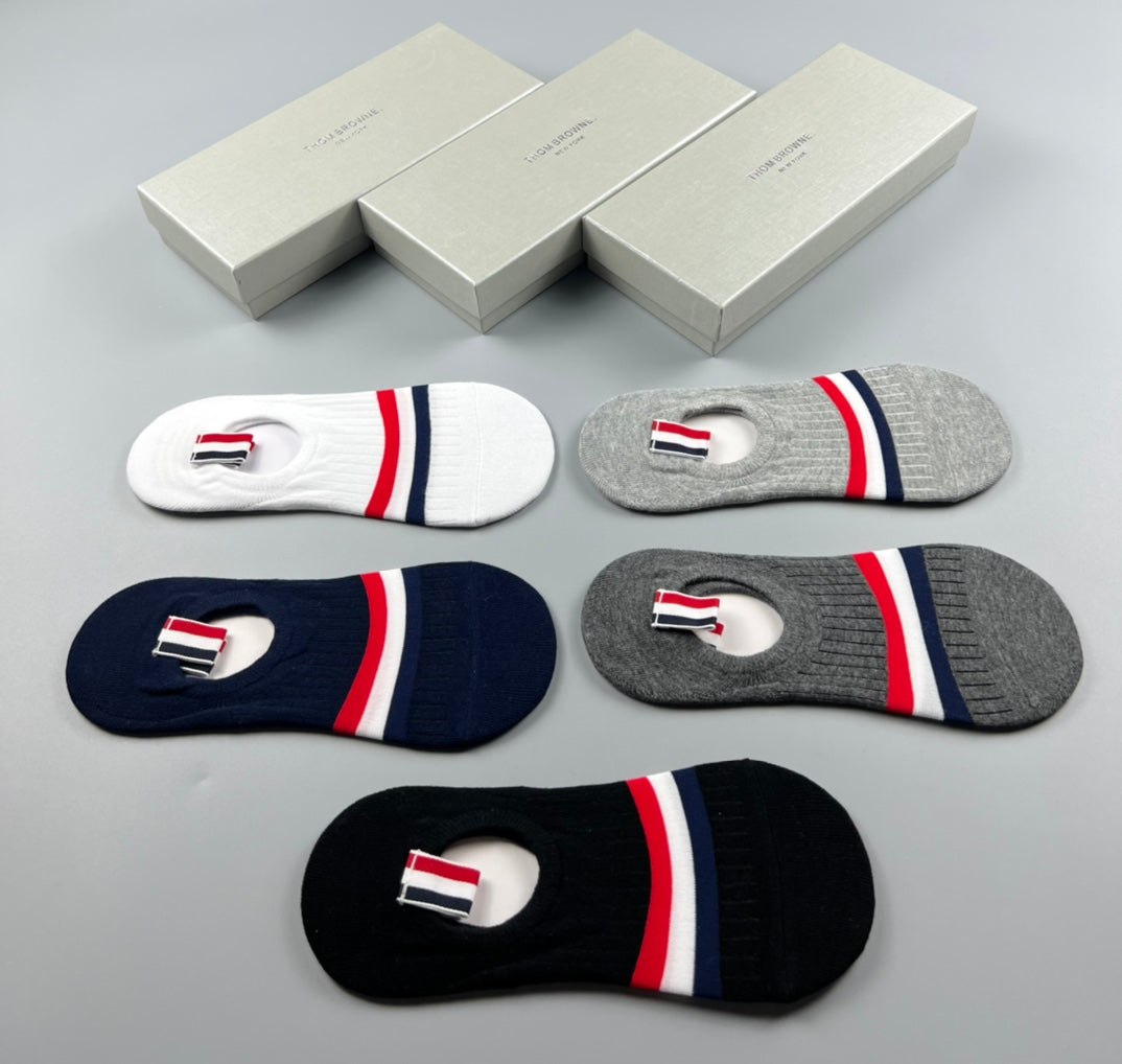 Thom Browne Cotton No-Show Socks - 5-Pair Pack