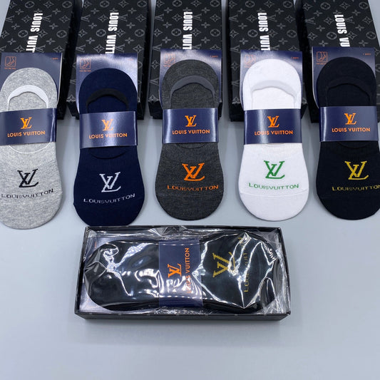 Louis Vuitton Visible Branded Cuff Or Emblem Details No-Show Socks - 5-Pair Set