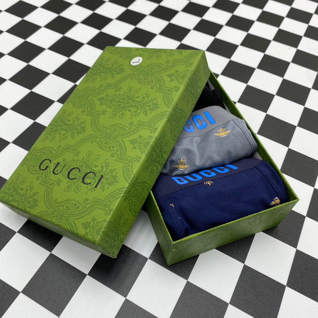 Gucci Visible Waistband, Colour And Emblem Details Men's Boxer Briefs - 3-Piece Box