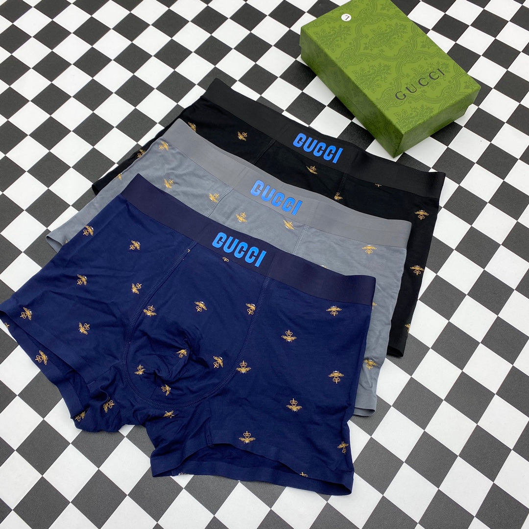 Gucci Visible Waistband, Colour And Emblem Details Men's Boxer Briefs - 3-Piece Box