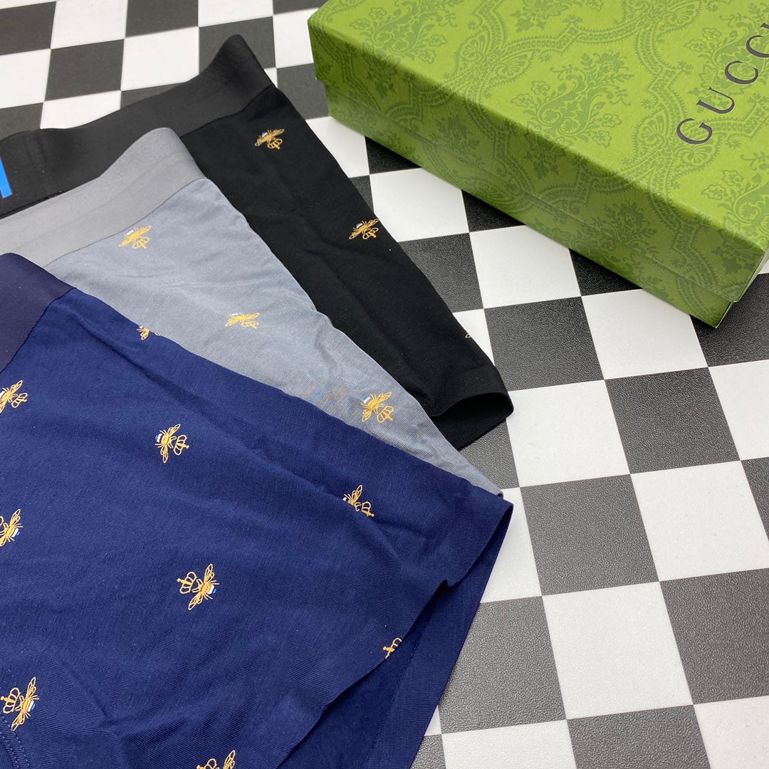 Gucci Small Repeating Bee-Style Motifs Men's Boxer Briefs - 3-Piece Box