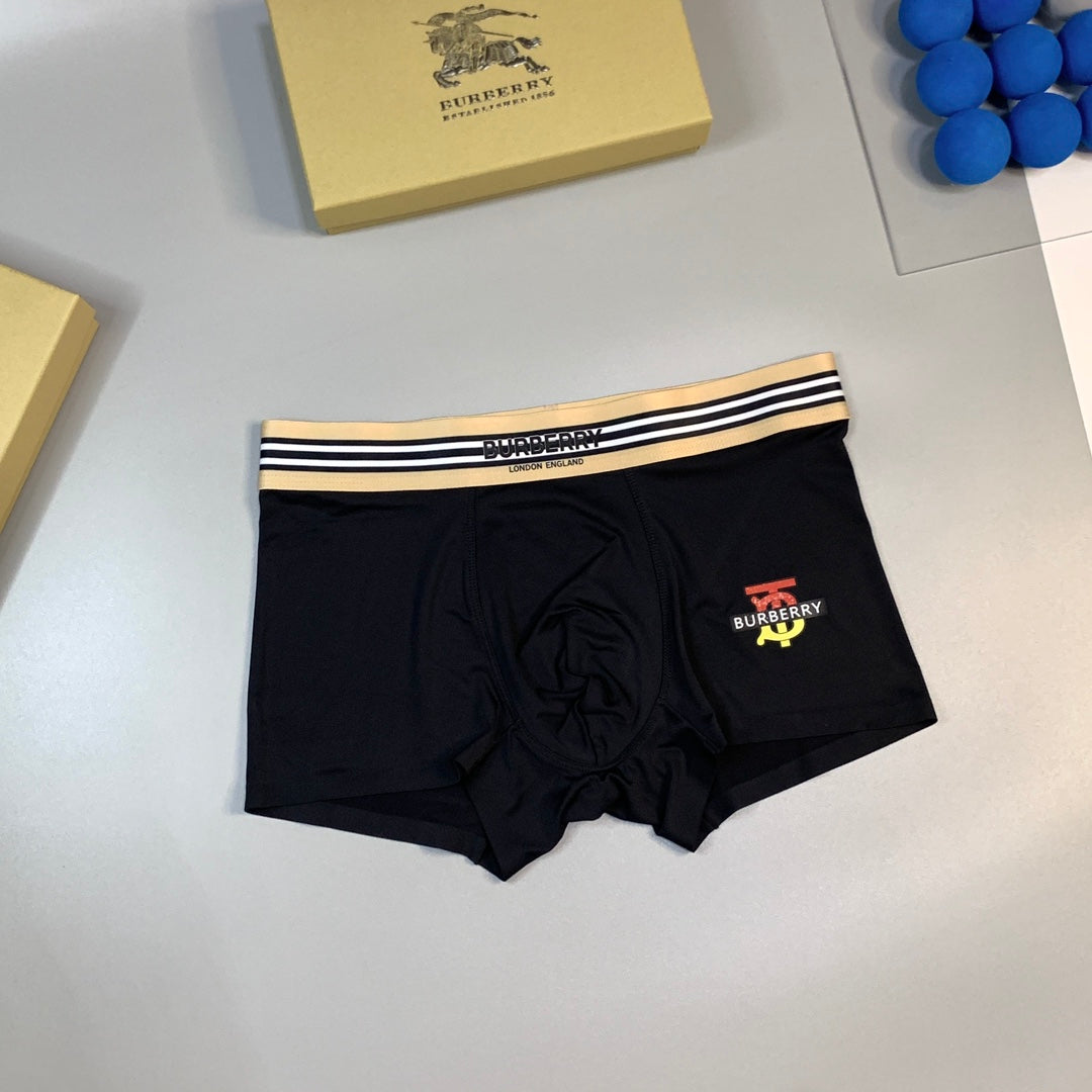 Burberry Stripe Waistbands And Embroidered Motifs Men's Boxer Briefs - 3-Piece Box