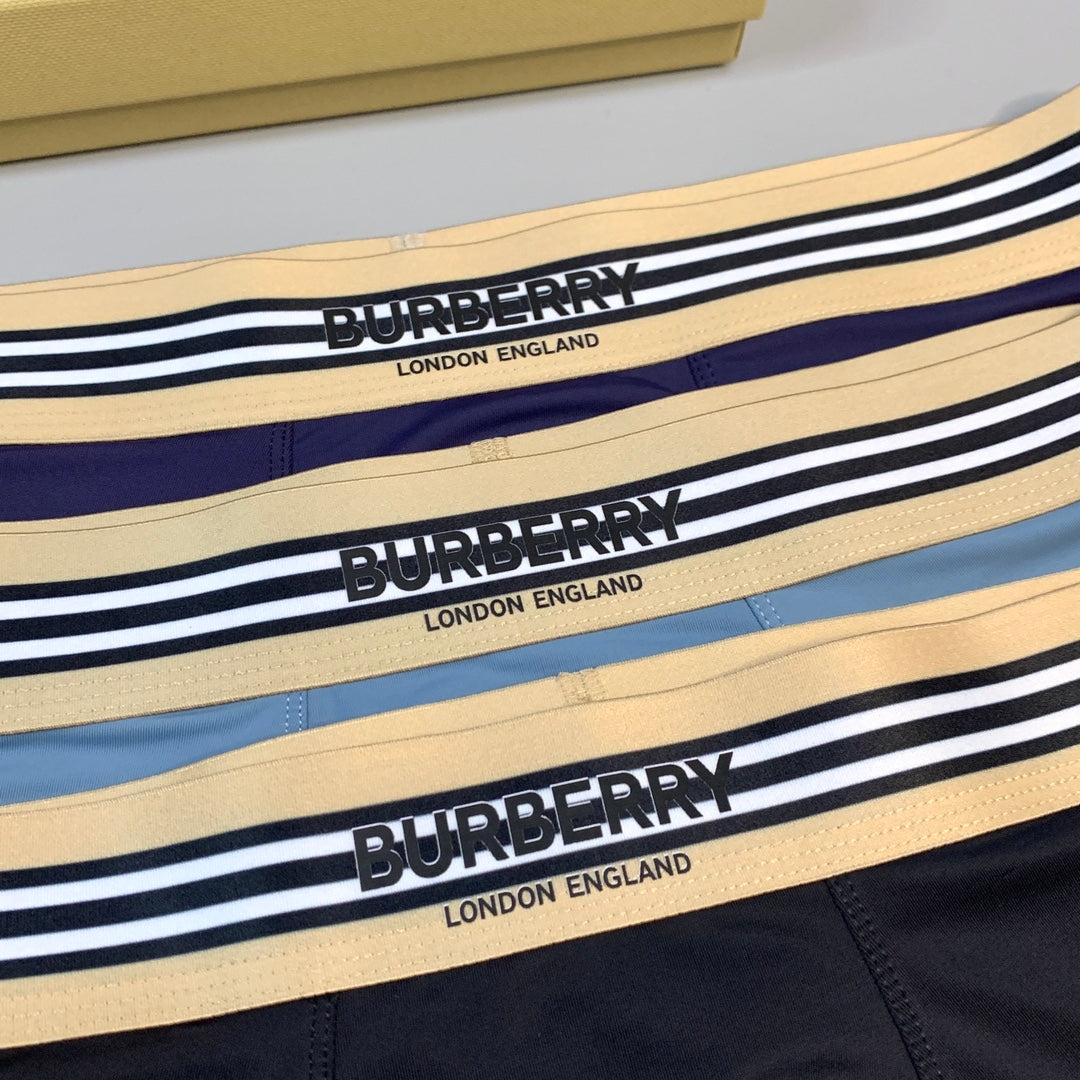 Burberry Stripe Waistbands And Embroidered Motifs Men's Boxer Briefs - 3-Piece Box
