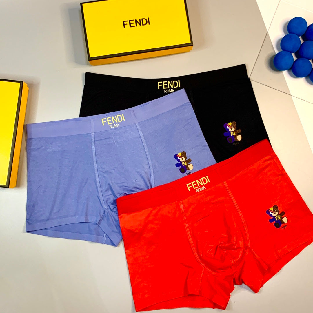 Fendi Bear Patch Details Men's Boxer Briefs - 3-Piece Box
