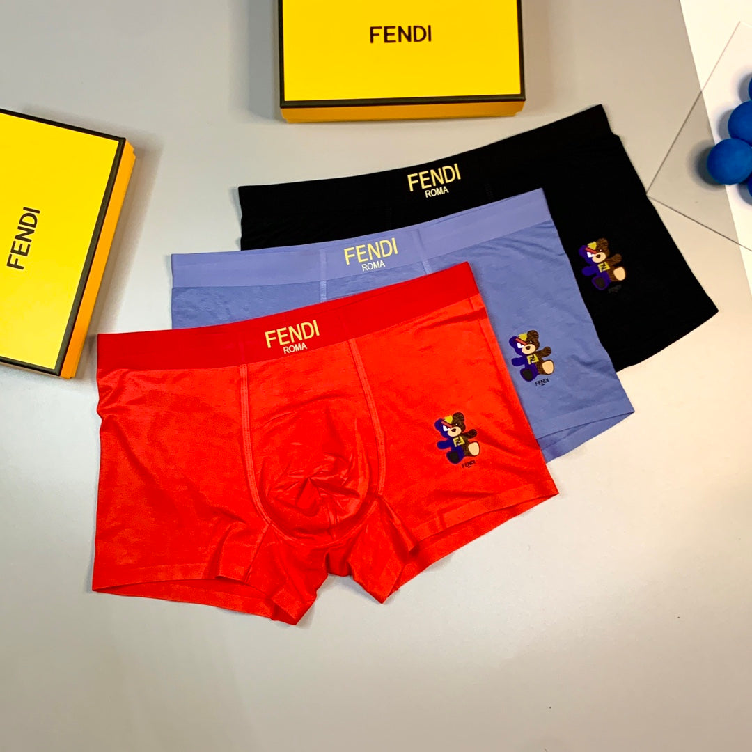 Fendi Bear Patch Details Men's Boxer Briefs - 3-Piece Box