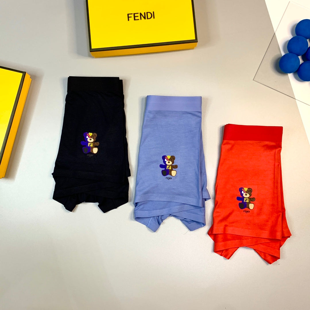 Fendi Bear Patch Details Men's Boxer Briefs - 3-Piece Box