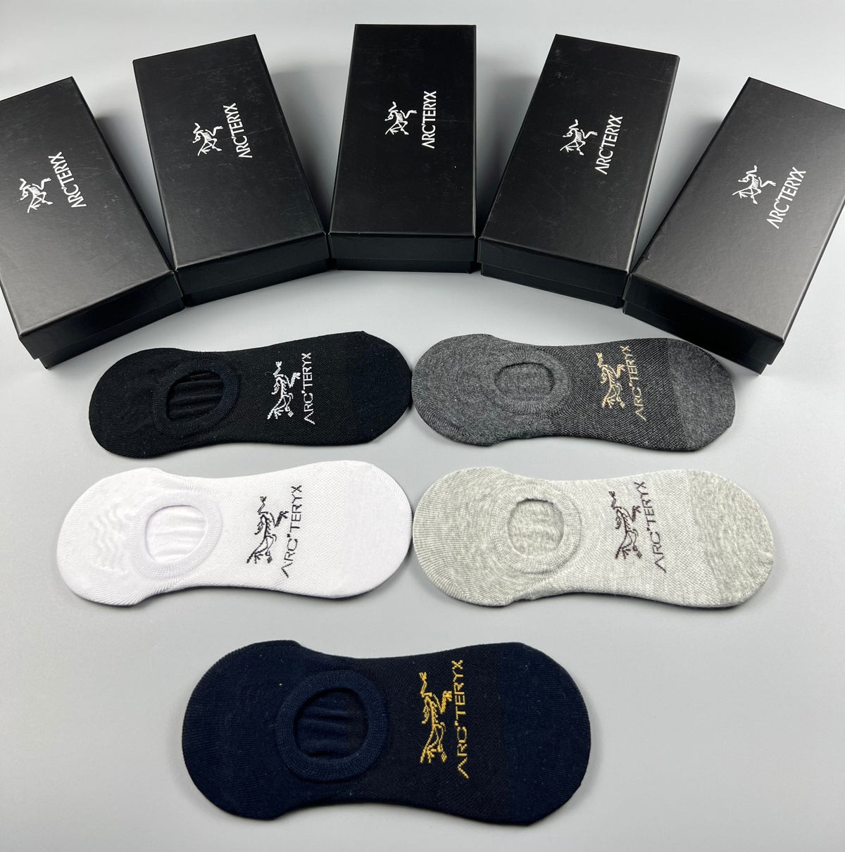 Arc'teryx Cotton Colourful Bird Details No-Show Socks - 5-Pair Set
