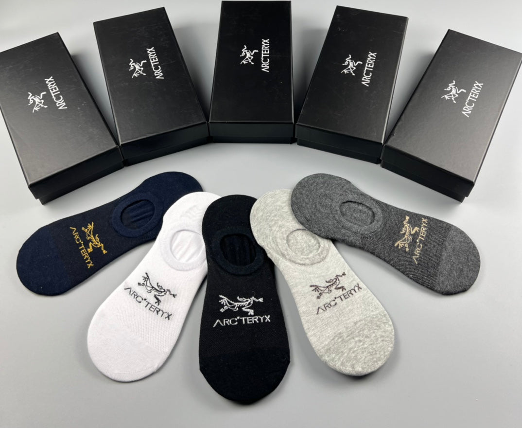 Arc'teryx Cotton Colourful Bird Details No-Show Socks - 5-Pair Set