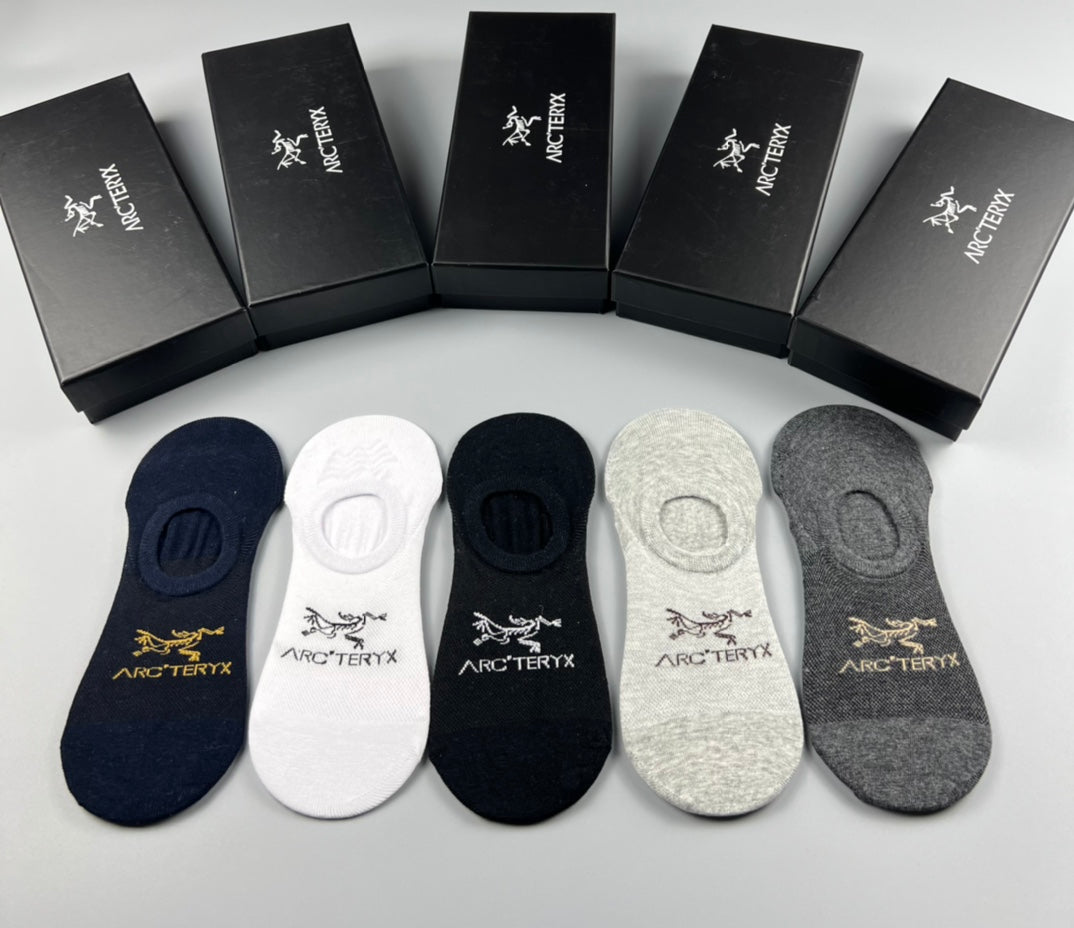 Arc'teryx Cotton Colourful Bird Details No-Show Socks - 5-Pair Set