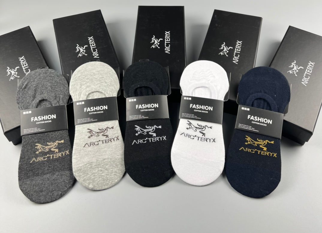 Arc'teryx Cotton Colourful Bird Details No-Show Socks - 5-Pair Set