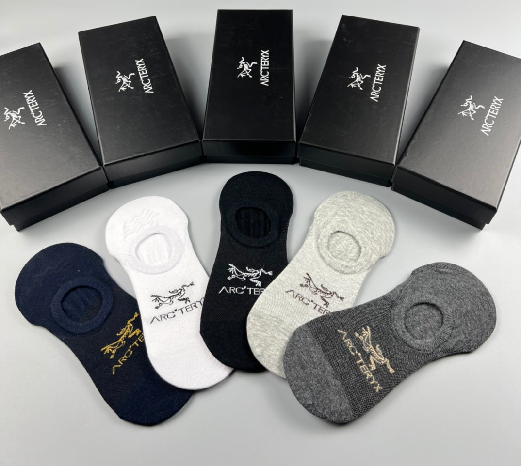 Arc'teryx Cotton Colourful Bird Details No-Show Socks - 5-Pair Set