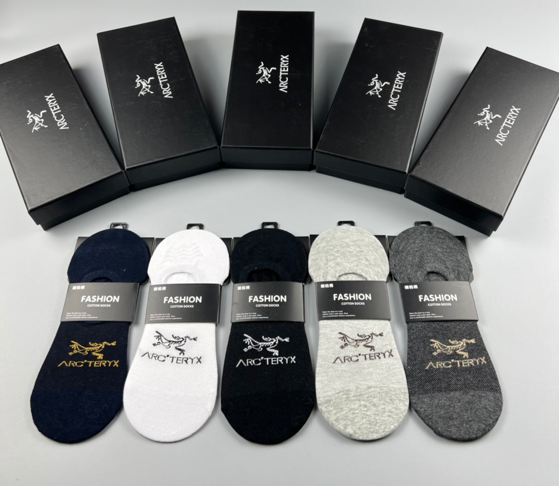Arc'teryx Cotton Colourful Bird Details No-Show Socks - 5-Pair Set