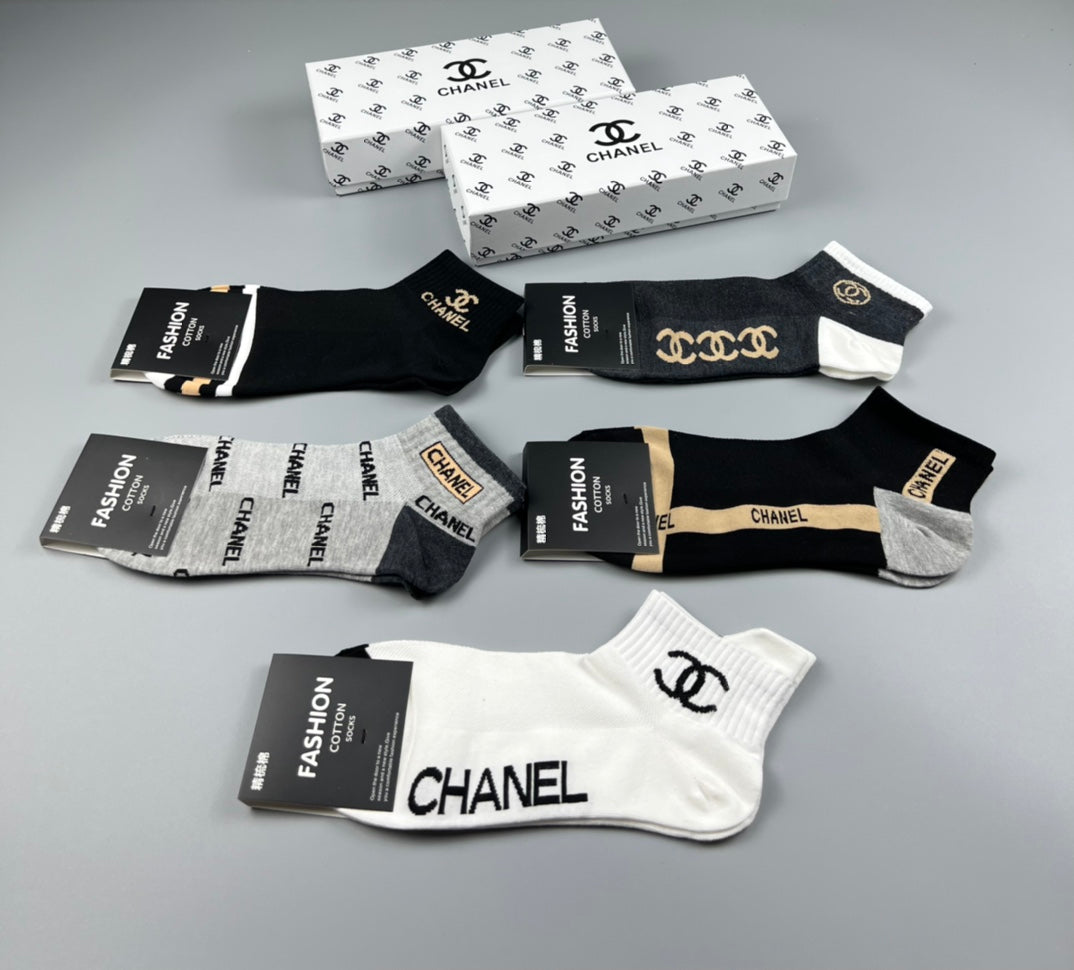 Chanel Mixed Logo Graphics Ankle Socks - 5-Pair Set