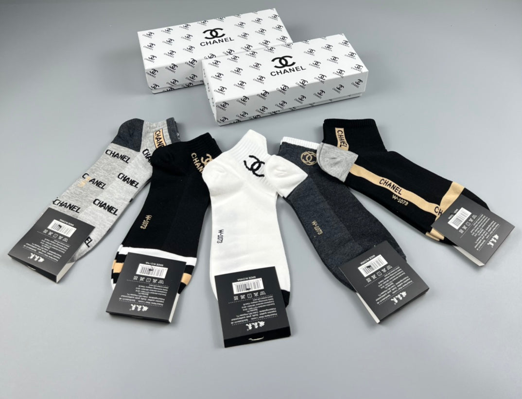 Chanel Cotton Short Socks - 5-Pair Pack