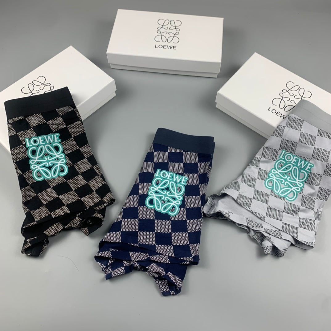 Loewe Black Checkerboard Boxer Briefs 3-Piece Box Collection