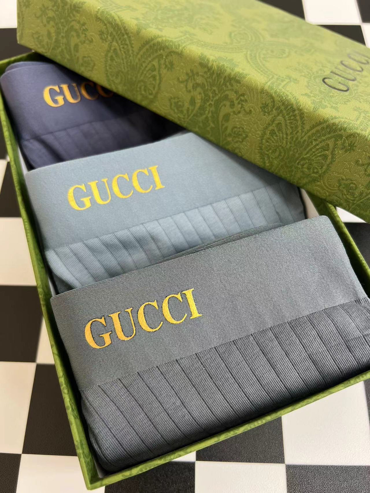 Gucci Visible Colour, Waistband And Emblem Details Men's Boxer Briefs - 3-Piece Box