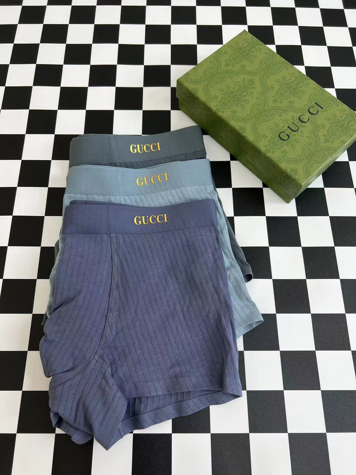 Gucci Gold-Tone Wordmark Details Men's Boxer Briefs - 3-Piece Box