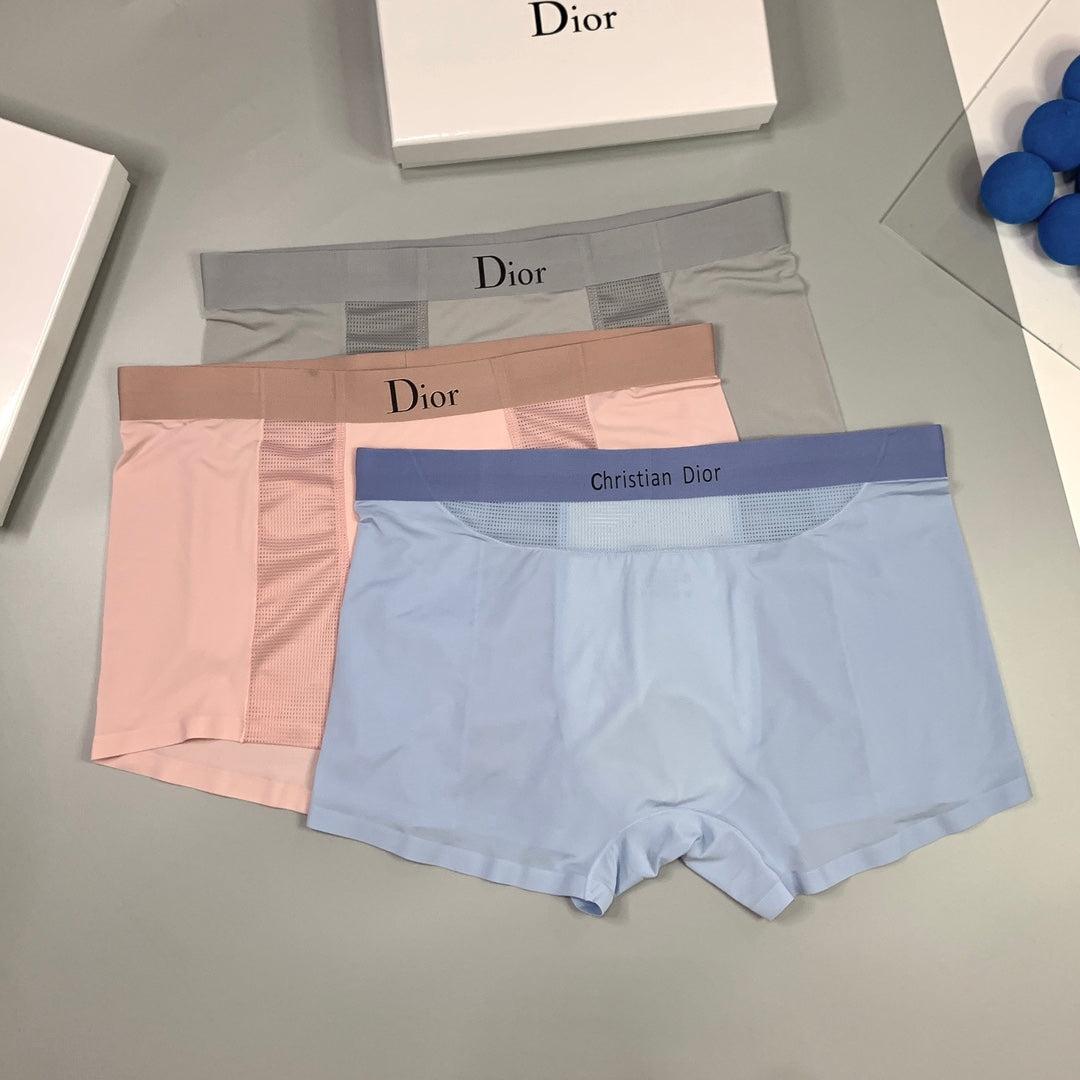 Dior Visible Branded Waistband Or Emblem Details Men's Boxer Briefs - 3-Piece Box