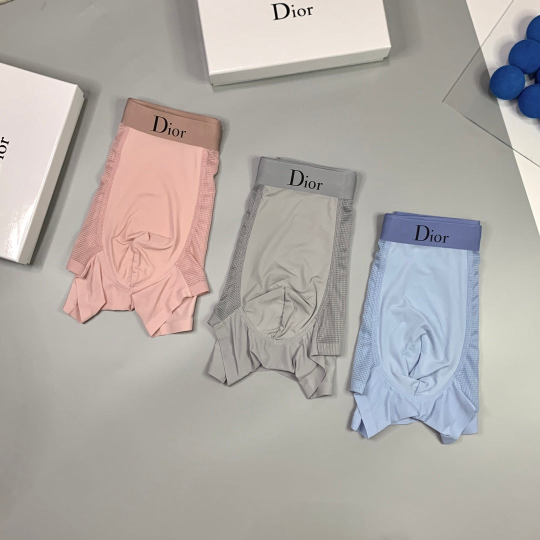 Dior Silk-like ice Tonal Logo Waistbands Men's Boxer Briefs - 3-Piece Box