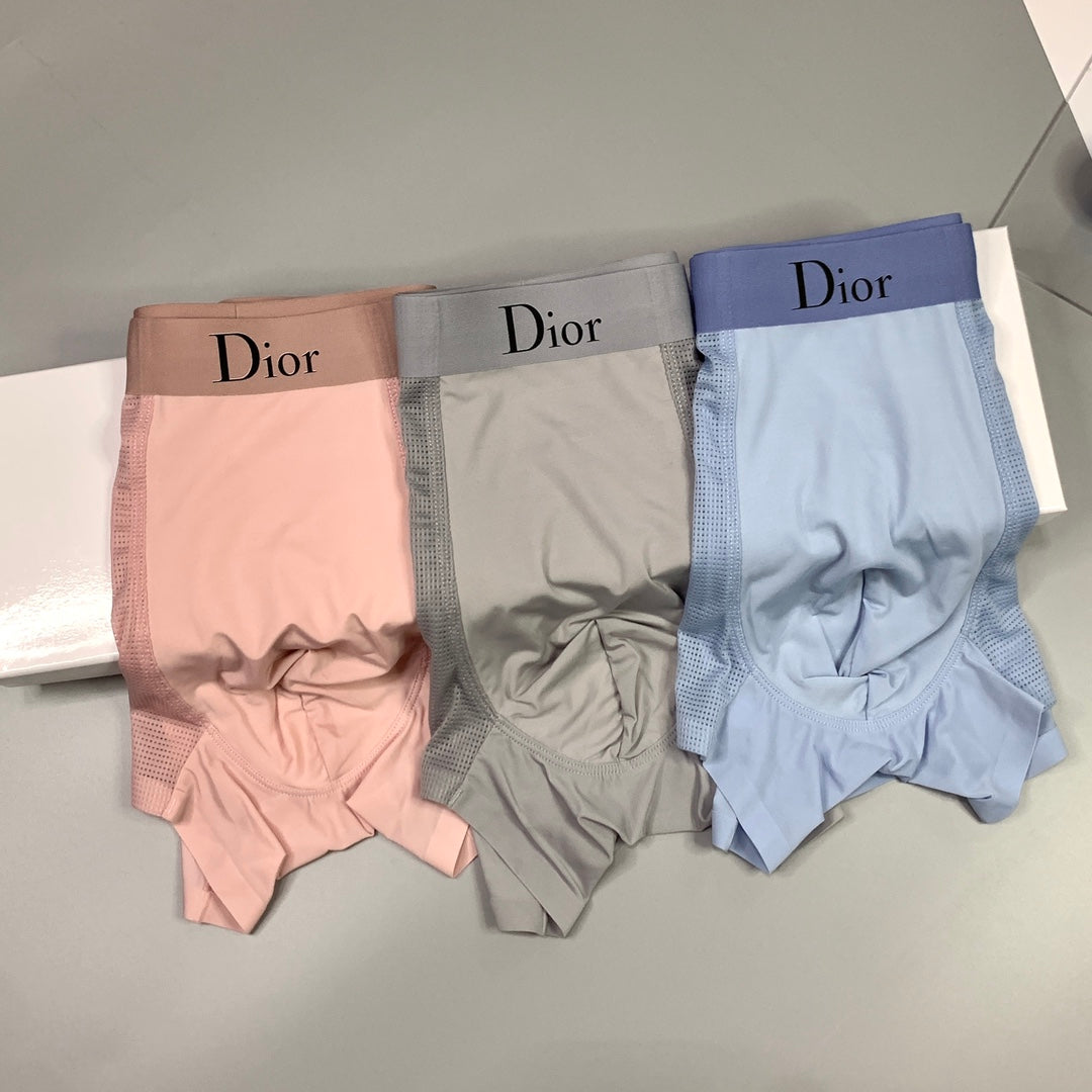 Dior Silk-like ice Tonal Logo Waistbands Men's Boxer Briefs - 3-Piece Box
