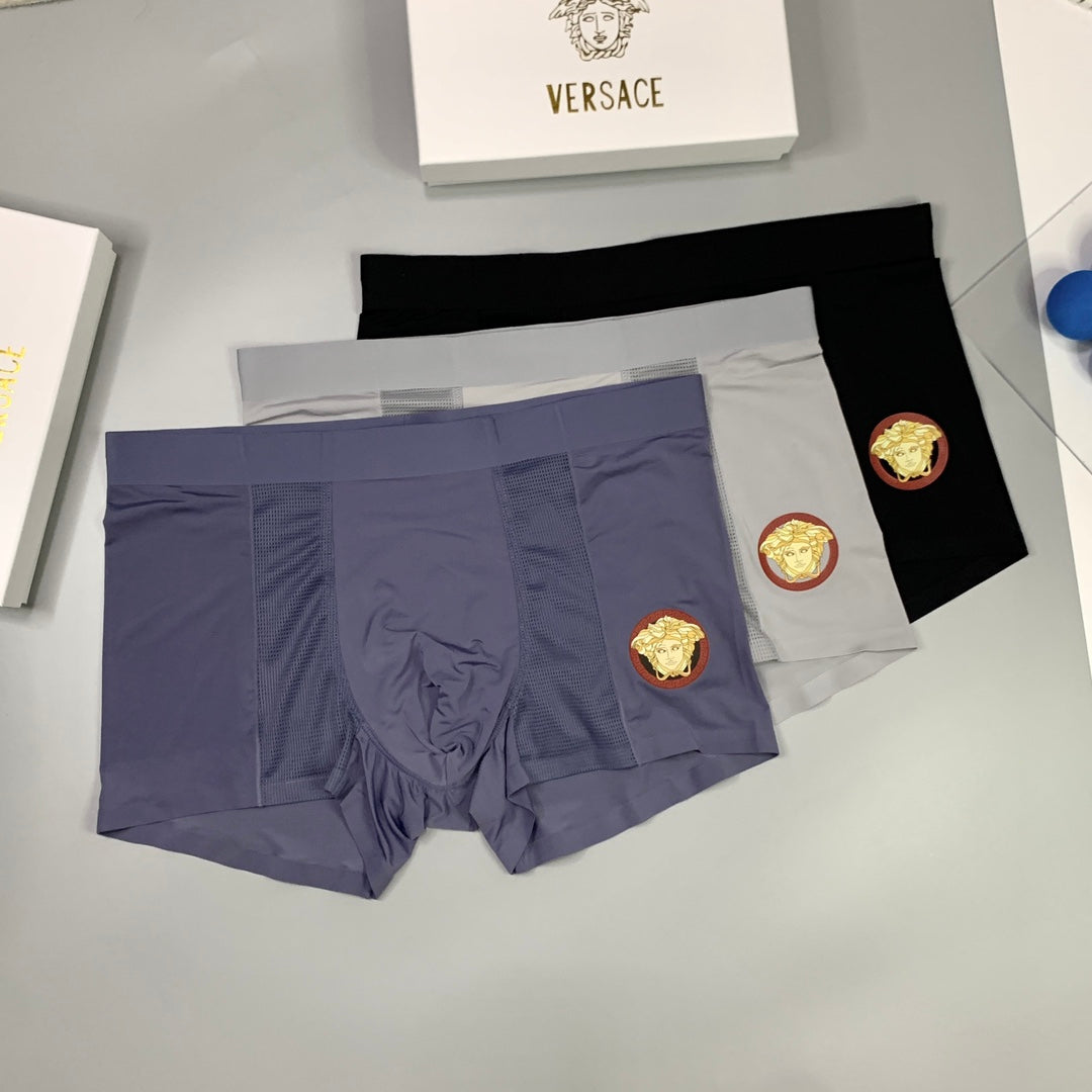 Versace Medallion Patch Details Men's Boxer Briefs - 3-Piece Box