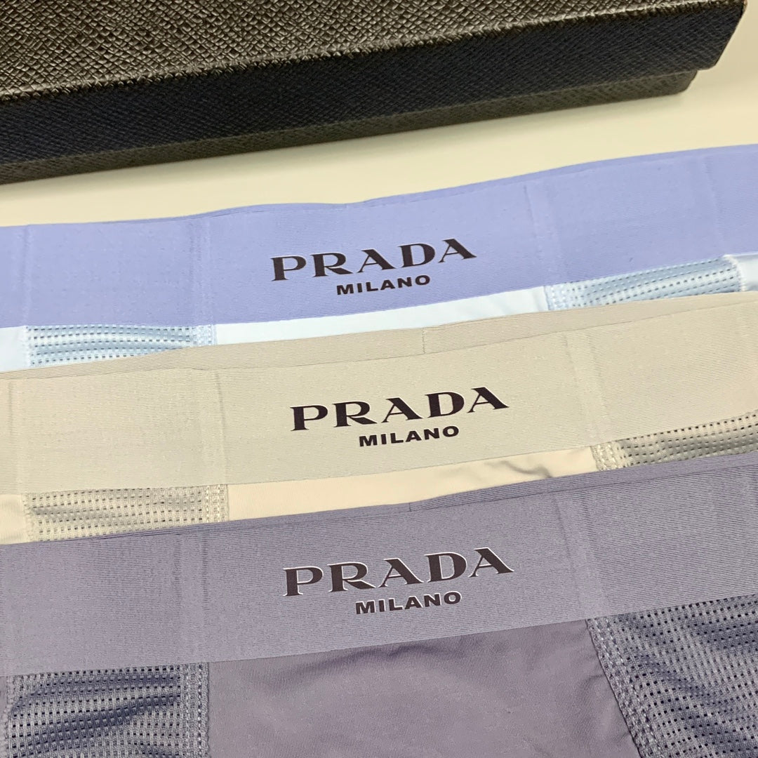 Prada Visible Branded Waistband Or Emblem Details Men's Boxer Briefs - 3-Piece Box