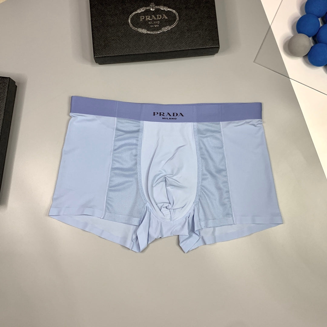 Prada Solid Panels And Visible Emblem Details Men's Boxer Briefs - 3-Piece Box