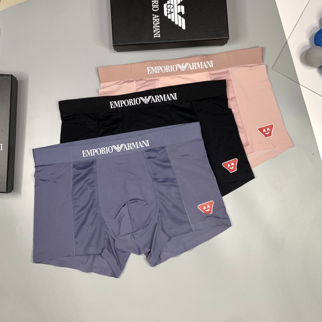 Armani Visible Waistband, Colour And Emblem Details Men's Boxer Briefs - 3-Piece Box