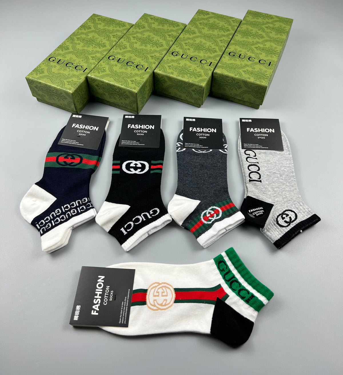 Gucci Mixed Sport Logo Ankle Socks - Box of 5 Pairs