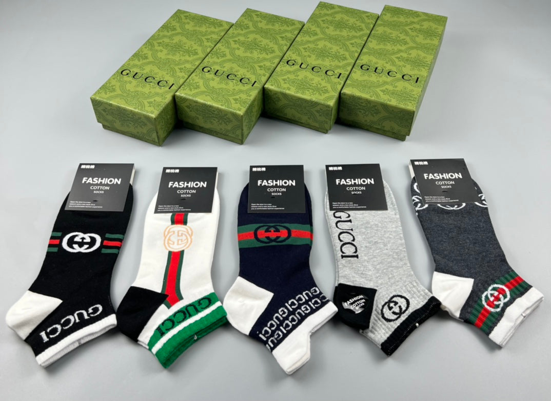 Gucci Mixed Sport Logo Ankle Socks - Box of 5 Pairs