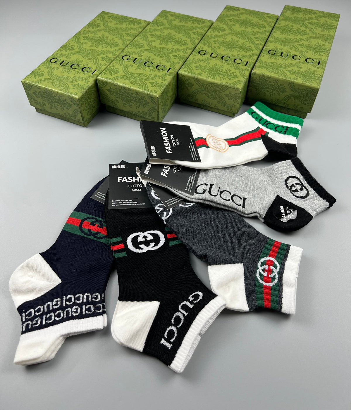 Gucci Mixed Sport Logo Ankle Socks - Box of 5 Pairs