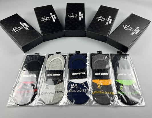 Louis Vuitton Colourful Heel And Initial Details No-Show Socks - 5-Pair Set