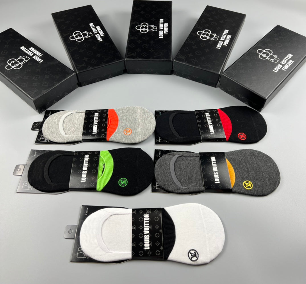 Louis Vuitton Bright Accent Details No-Show Socks - 5-Pair Set