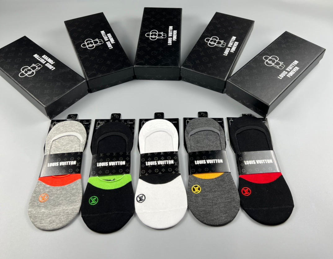 Louis Vuitton Bright Accent Details No-Show Socks - 5-Pair Set
