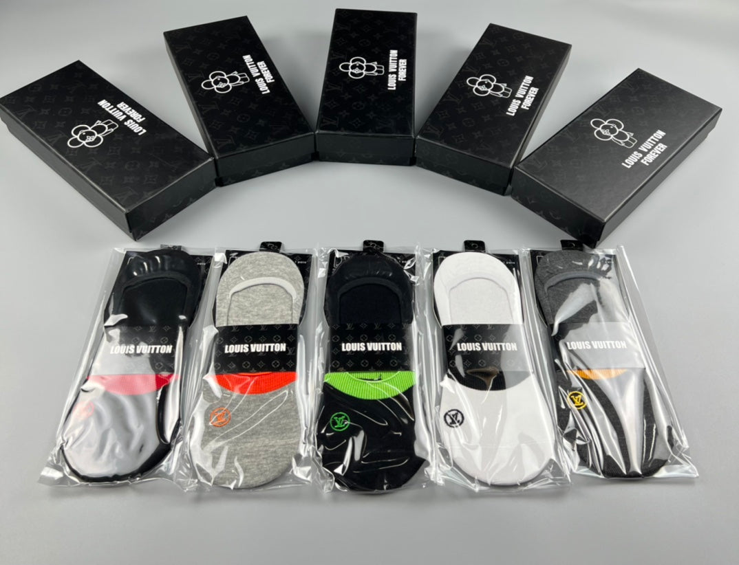 Louis Vuitton Bright Accent Details No-Show Socks - 5-Pair Set