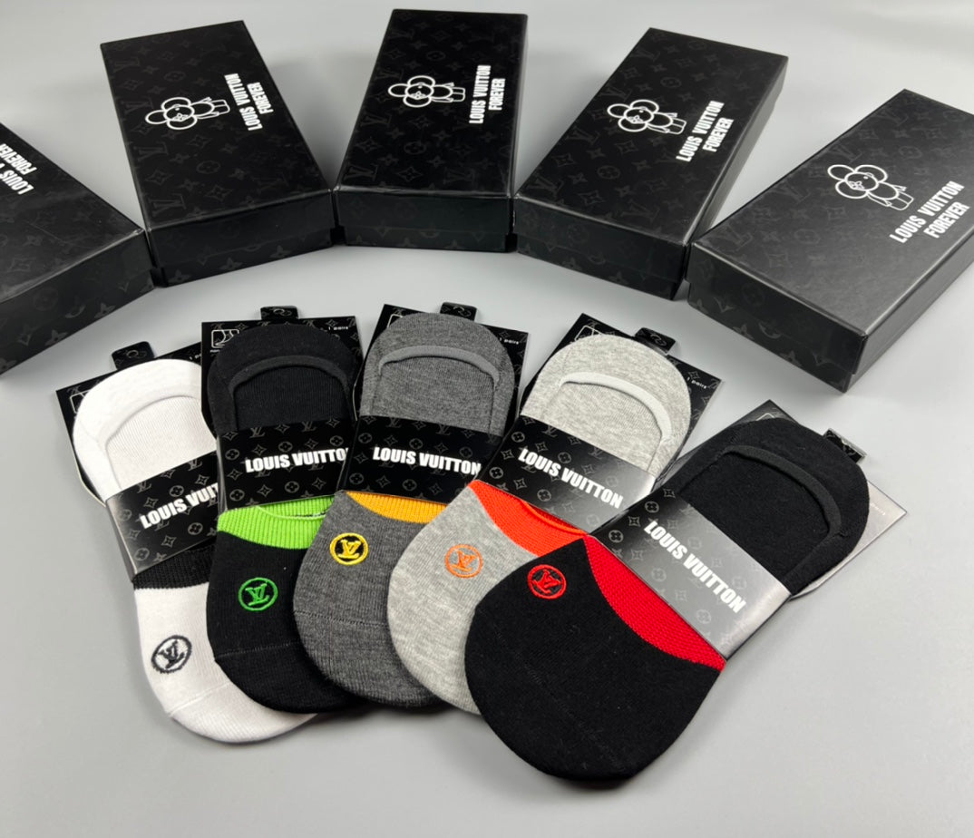 Louis Vuitton Bright Accent Details No-Show Socks - 5-Pair Set