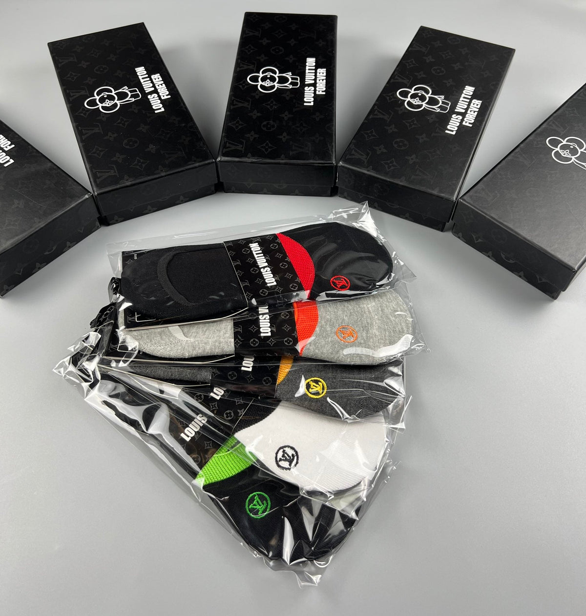 Louis Vuitton Bright Accent Details No-Show Socks - 5-Pair Set