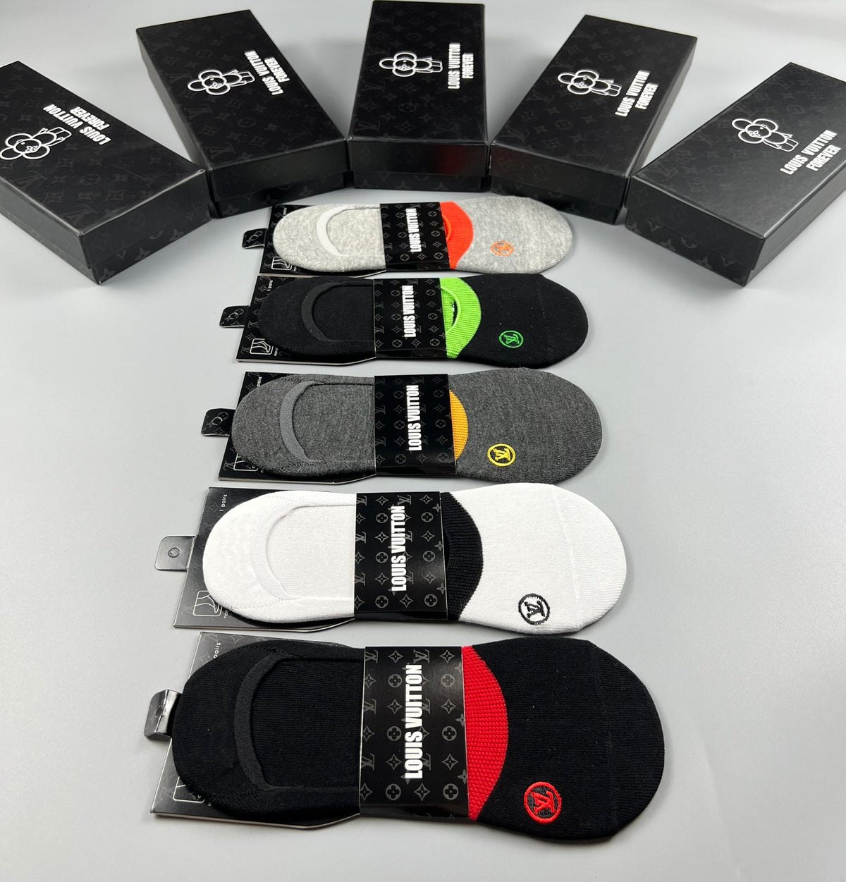 Louis Vuitton Bright Accent Details No-Show Socks - 5-Pair Set