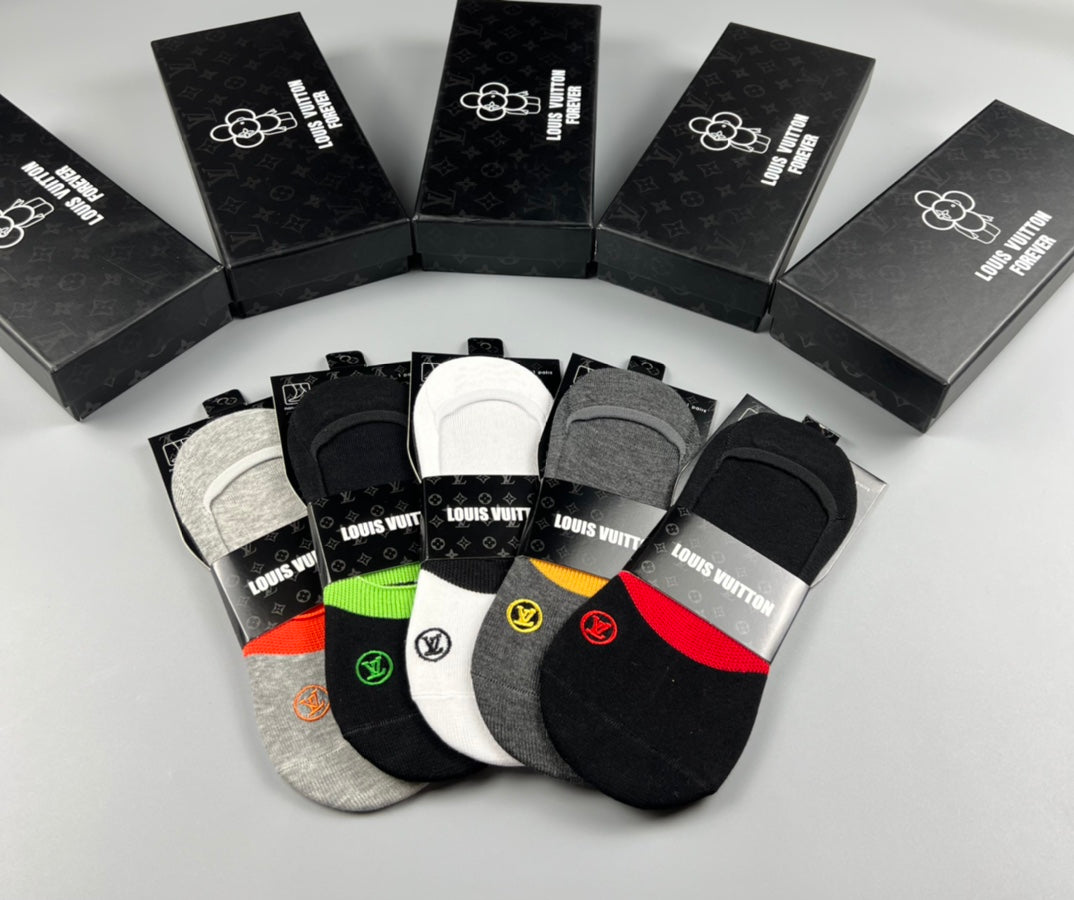 Louis Vuitton Varied Initial Details No-Show Socks - 5-Pair Set