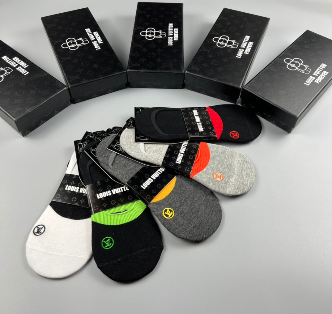 Louis Vuitton Bright Accent Details No-Show Socks - 5-Pair Set