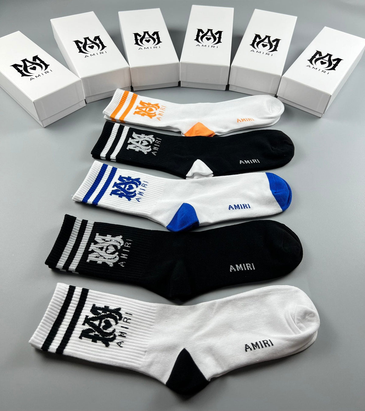 Amiri Multicolour Crest-Style Graphics Crew Socks - 5-Pair Set