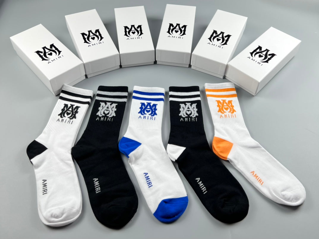 Amiri Multicolour Crest-Style Graphics Crew Socks - 5-Pair Set