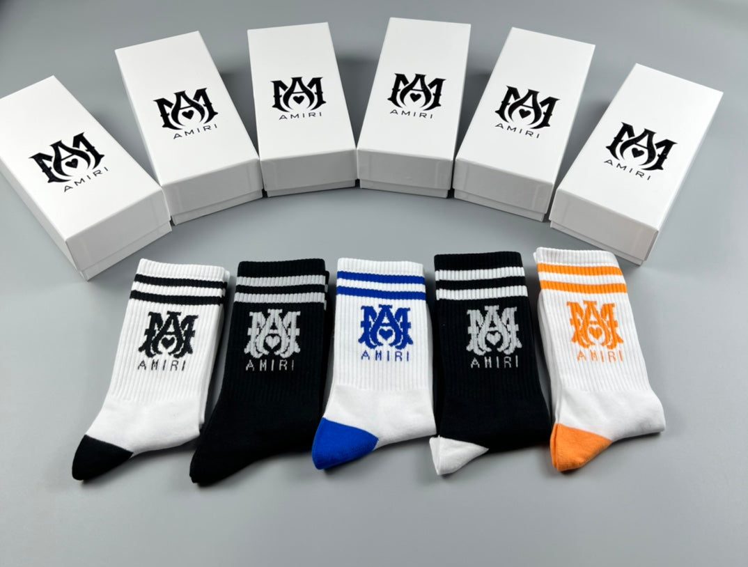 Amiri Multicolour Crest-Style Graphics Crew Socks - 5-Pair Set