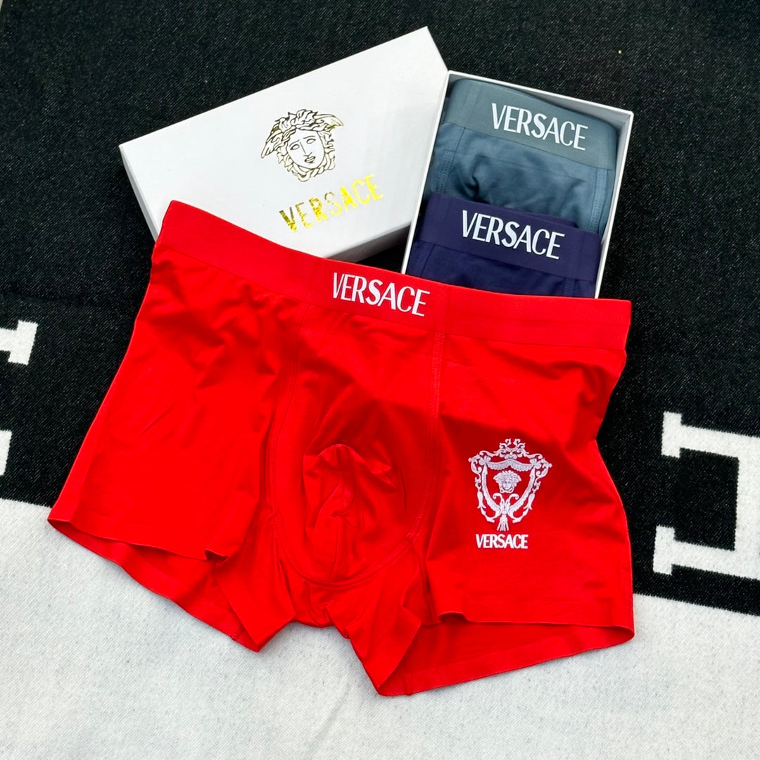 Versace Crest-Style Details Men's Boxer Briefs - 3-Piece Box