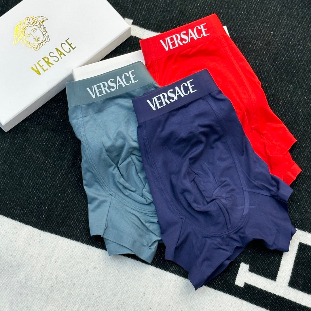 Versace Crest-Style Details Men's Boxer Briefs - 3-Piece Box