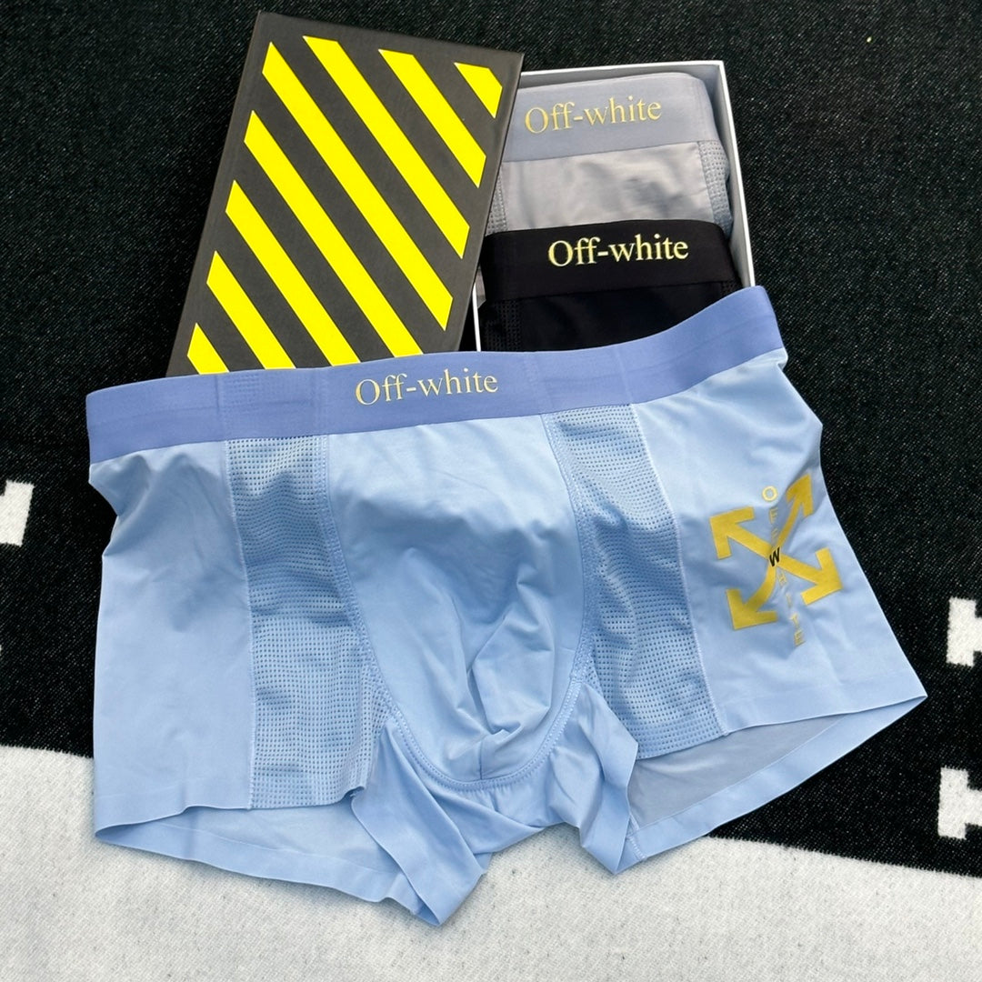 Off-White Visible Colour, Waistband And Emblem Details Men's Boxer Briefs - 3-Piece Box