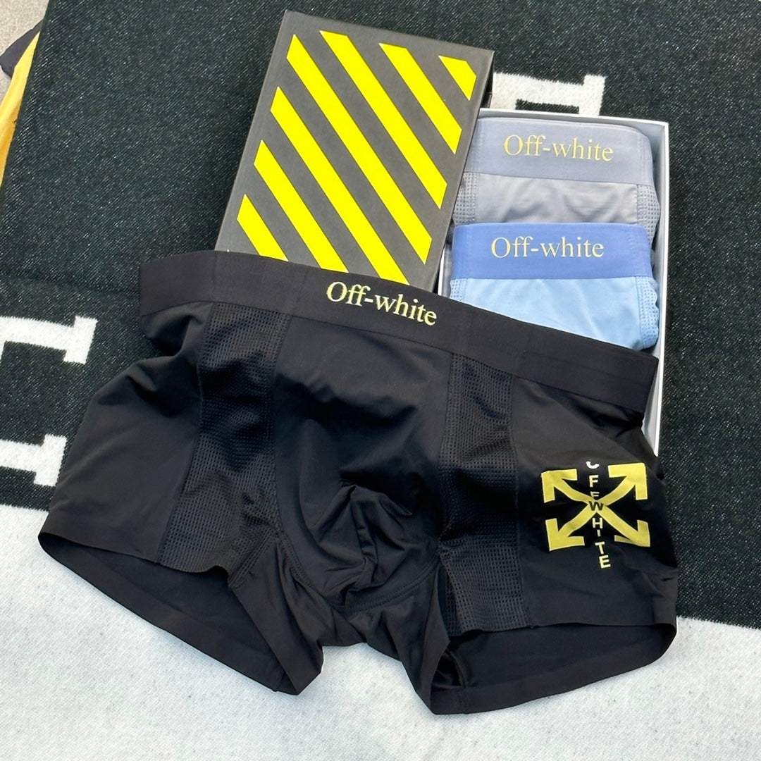 Off-White Visible Colour, Waistband And Emblem Details Men's Boxer Briefs - 3-Piece Box